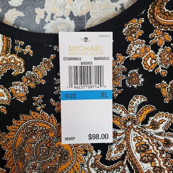 Michael Michael Kors Marigold Paisley Bell Sleeve Flounce Dress Size XL - Picture 5 of 8